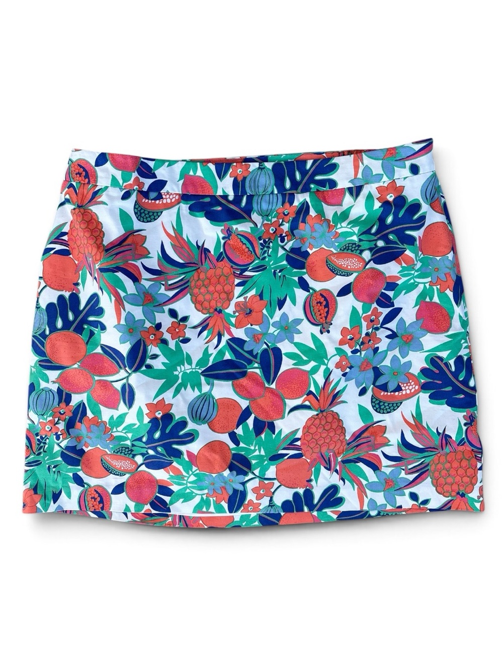 Talbots Plus Petite 20WP Tropical Fruit Floral Cotton Skirt